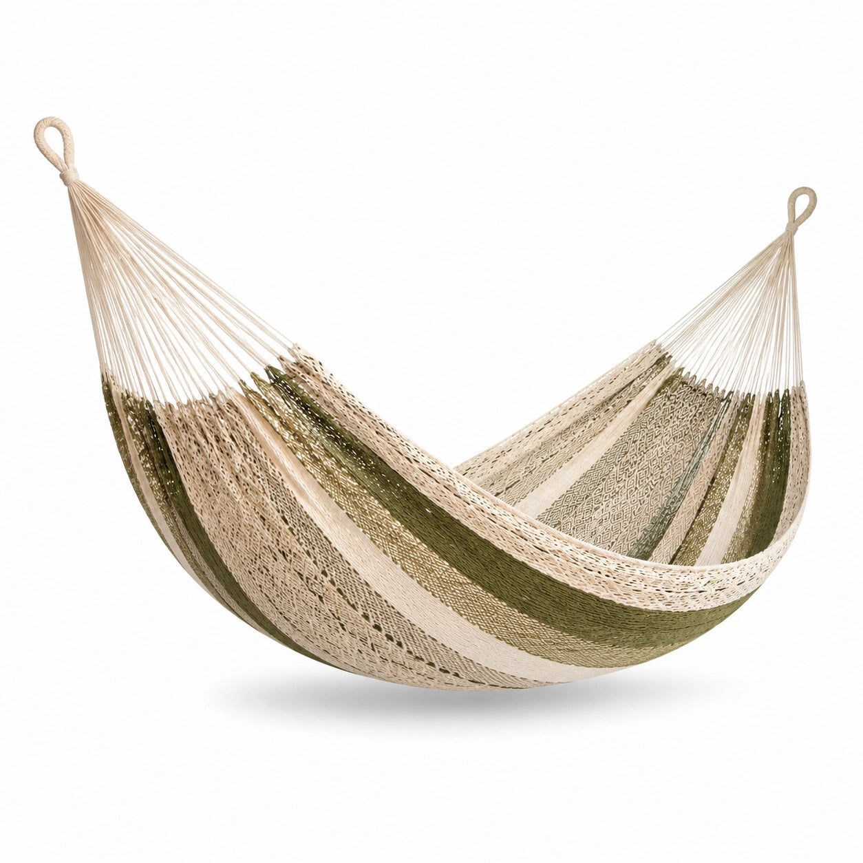 Amaca in Cotone Intrecciato Verde e Beige 200cm