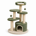 Albero Tiragraffi per Gatti in Legno con Rivestimento Verde e Beige