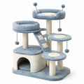 Tiragraffi per Gatti in Legno e Peluche Blu e Bianco
