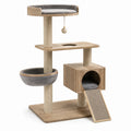 Albero Tiragraffi in Legno e Sisal con Cuccia e Pallina per Gatti