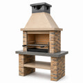 Barbecue in pietra e acciaio inox con cappa e griglia 120x80x210 cm