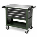 Carrello portautensili in metallo con 4 cassetti nero e verde