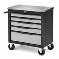 Carrello portautensili in metallo nero con 5 cassetti e ruote