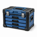 Cassetta degli attrezzi in plastica blu con 4 cassetti