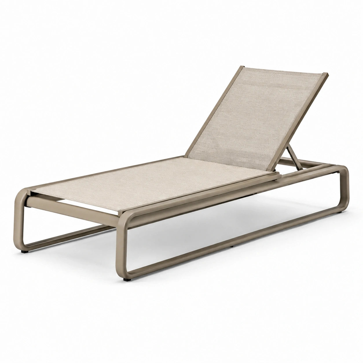 Lettino prendisole in metallo e tessuto beige regolabile