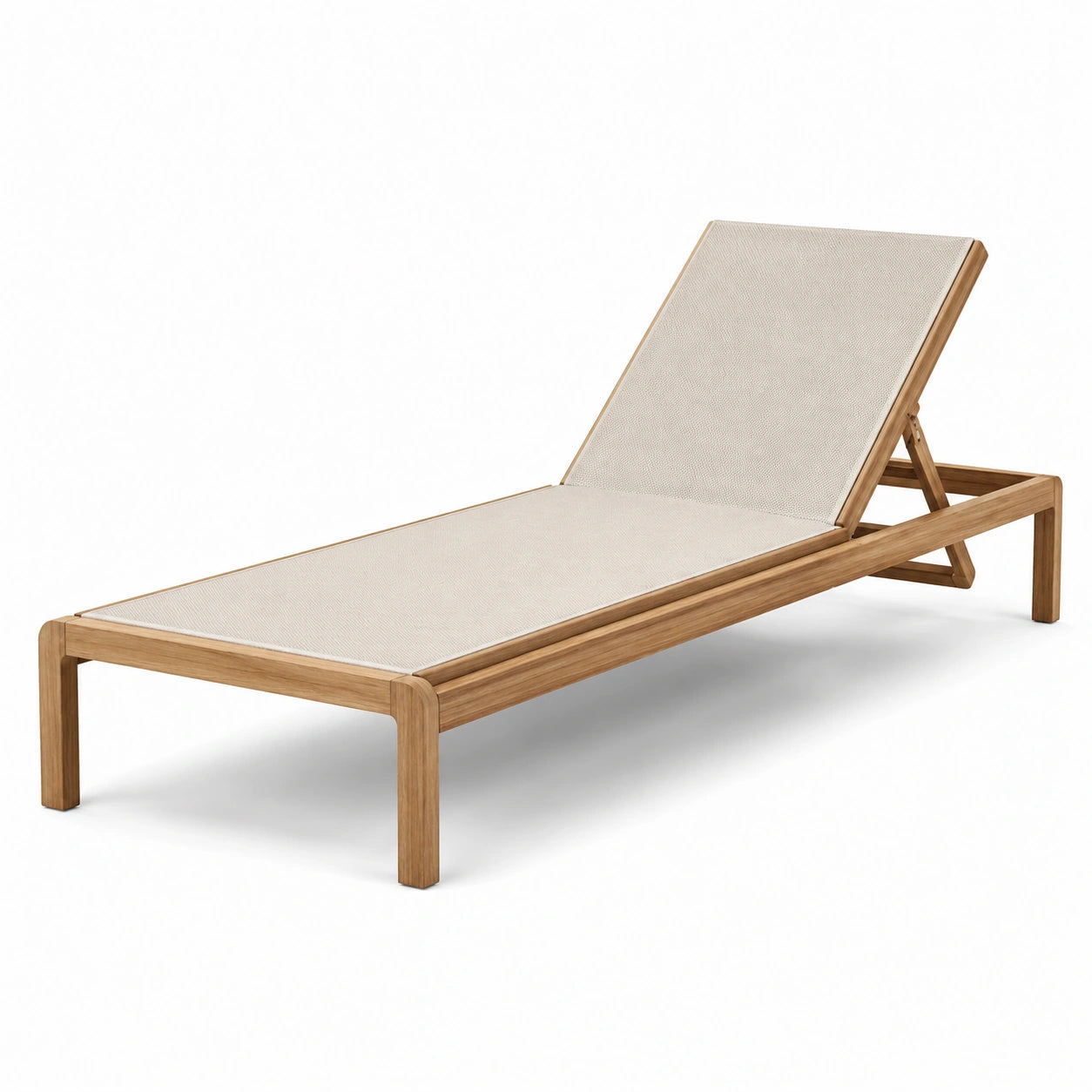Sdraio da esterno in legno e tessuto beige regolabile 200x65x35cm