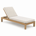 Lettino prendisole in legno di teak con cuscino removibile beige