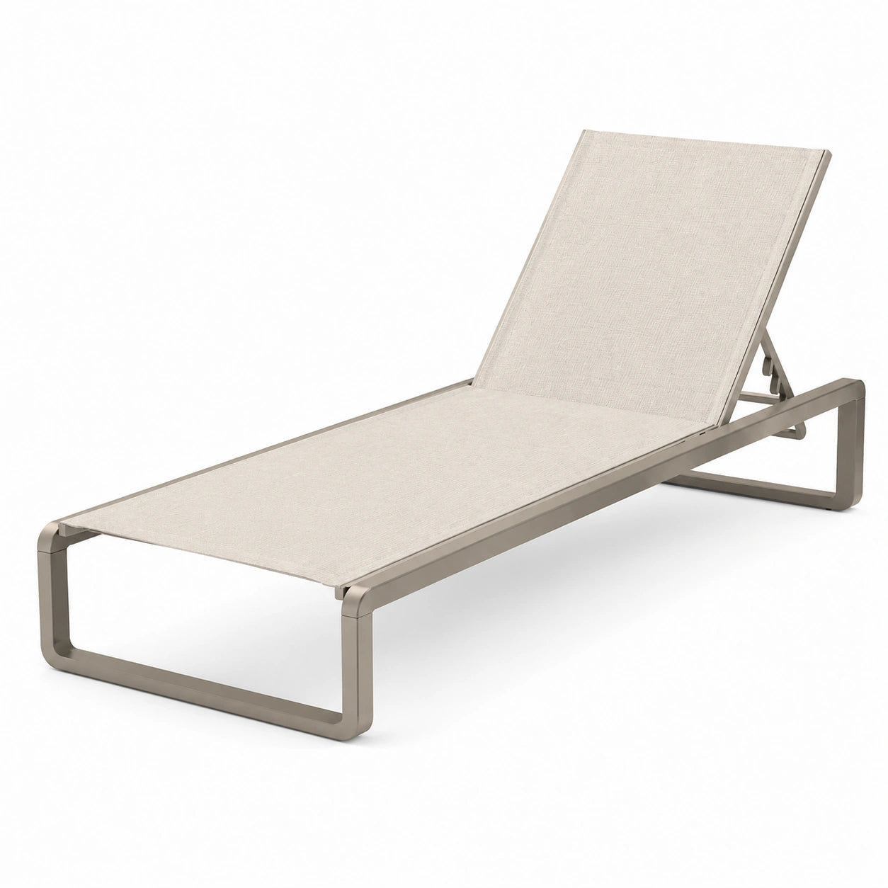 Sdraio Lettino Prendisole in Alluminio con Tessuto Beige per Esterni