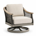 Sedia Girevole in Legno e Corda Beige