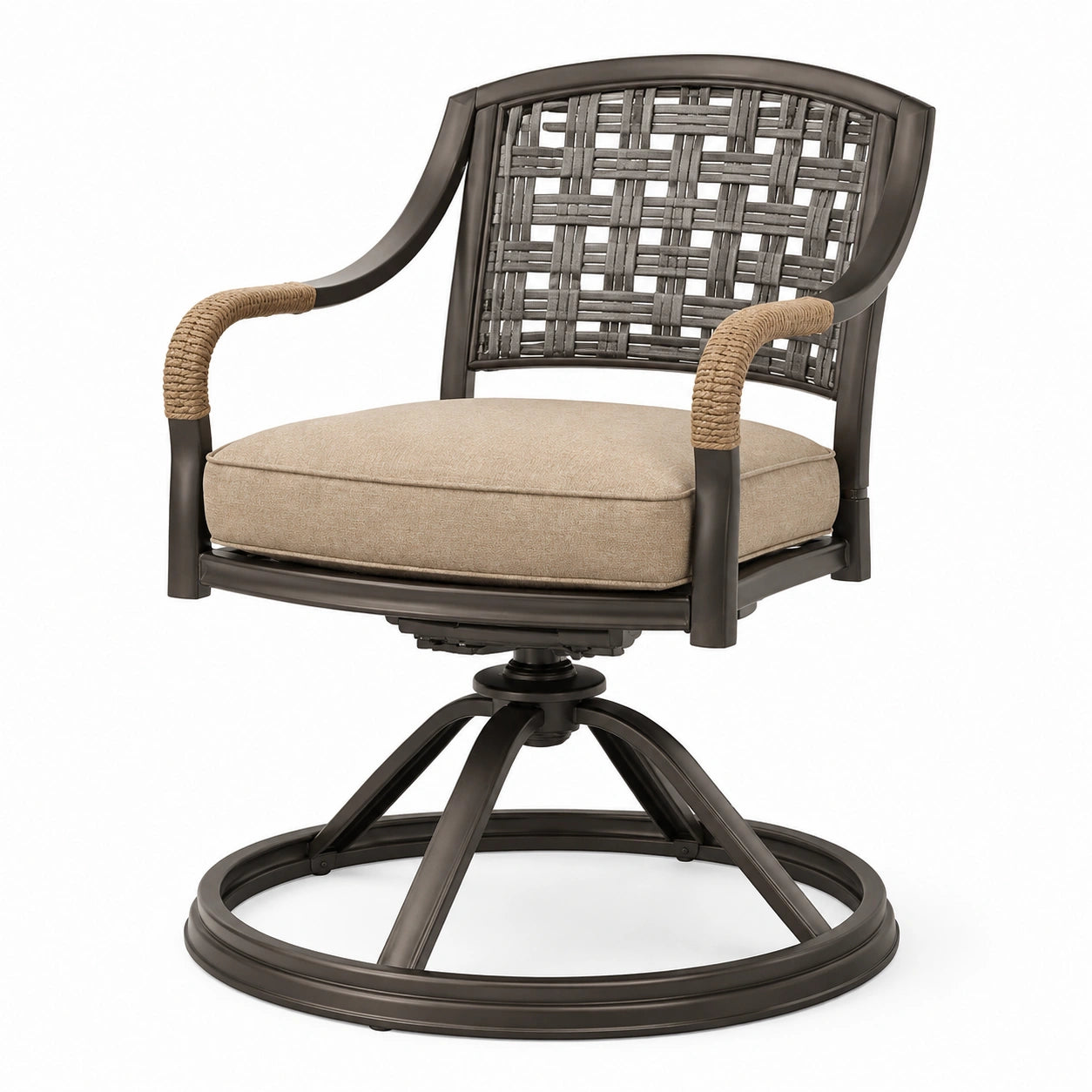 Sedia girevole in alluminio con cuscino beige