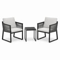 Set da giardino con 2 poltrone in metallo e cuscini grigi