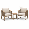 Set bistrot da giardino in alluminio e legno composito con tavolino e due poltrone