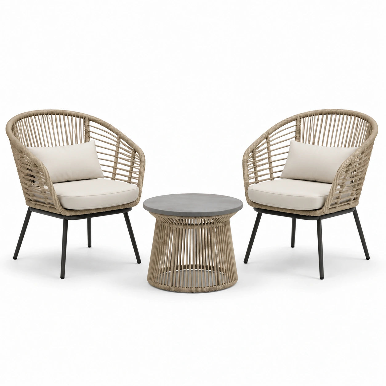 Set da giardino con poltrone in acciaio e rattan sintetico