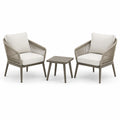 Set da giardino in metallo e tessuto beige con 2 poltrone e tavolino